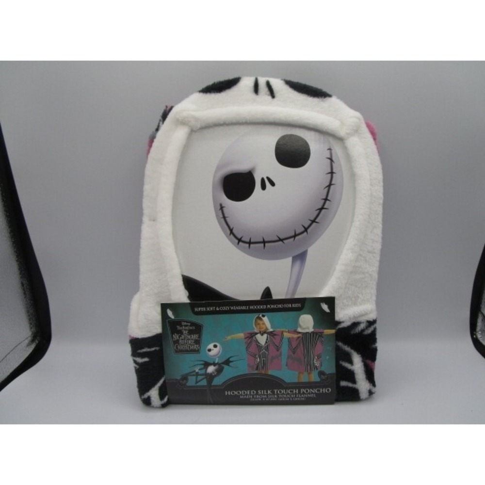 Nightmare Before Christmas Jack Silk Touch Flannel Poncho Hooded Throw 23.6"X47